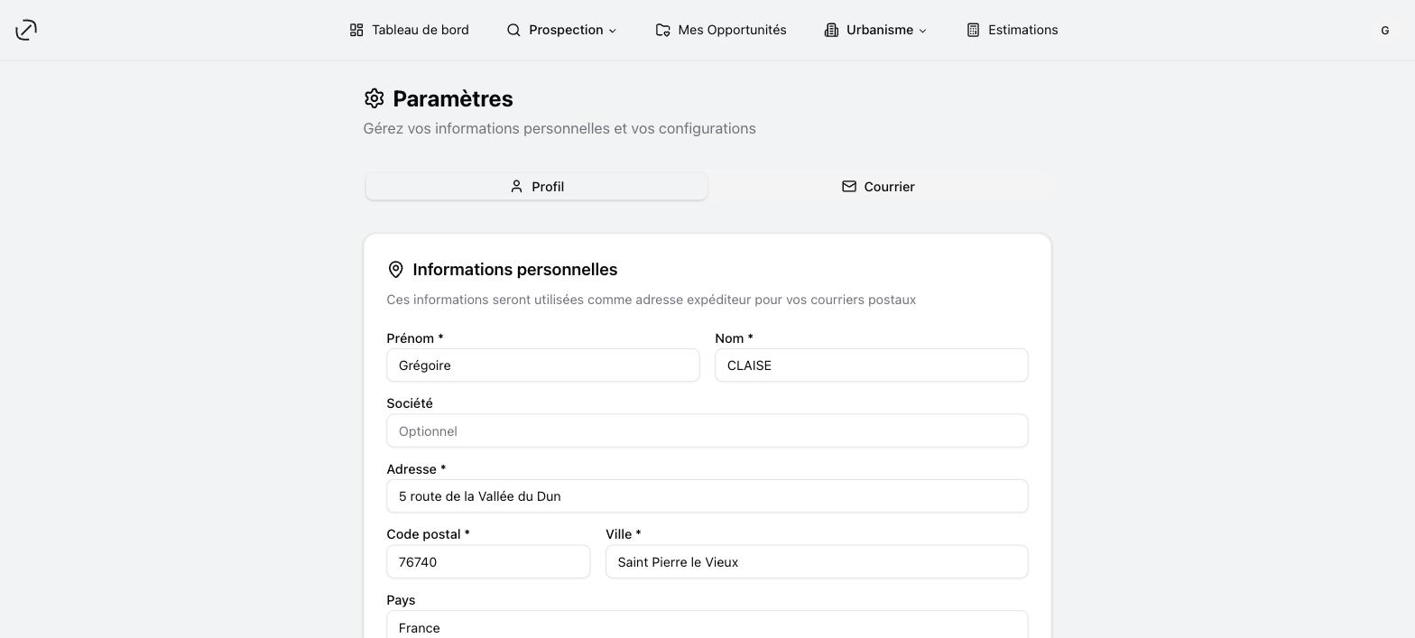 L'onglet « Profil » des paramètres : les champs requis pour débloquer l'application